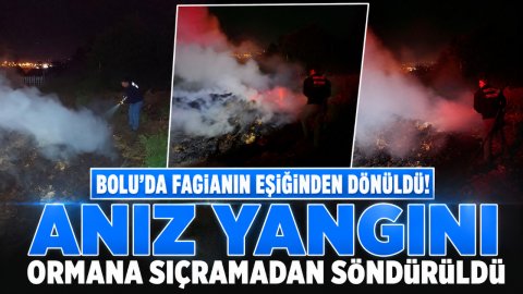BOLU'DA FACİANIN EŞİĞİNDEN DÖNÜLDÜ! ANIZ YANGINI ORMANA SIÇRAMADAN SÖNDÜRÜLDÜ