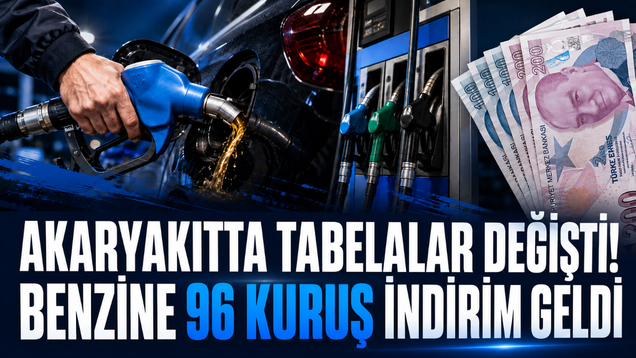 AKARYAKITTA TABELALAR DEĞİŞTİ! BENZİNE 96 KURUŞ İNDİRİM GELDİ