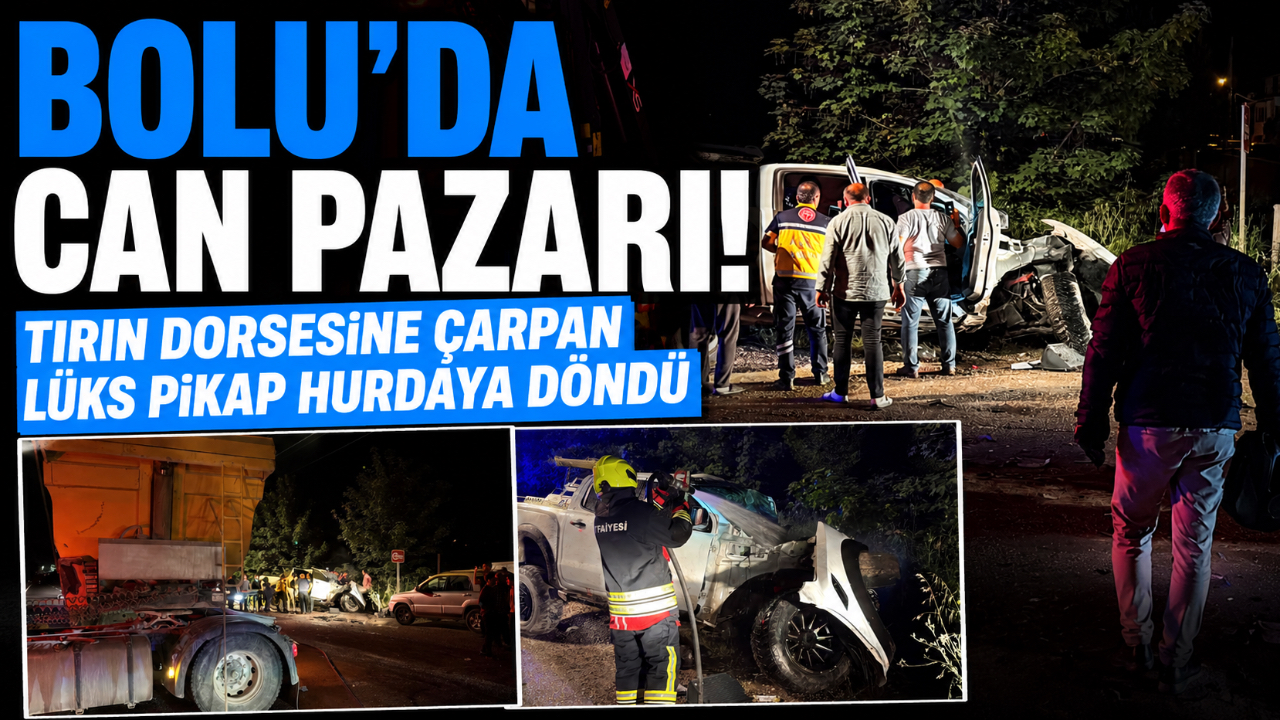 BOLU'DA CAN PAZARI! TIRIN DORSESİNE ÇARPAN LÜKS PİKAP HURDAYA DÖNDÜ