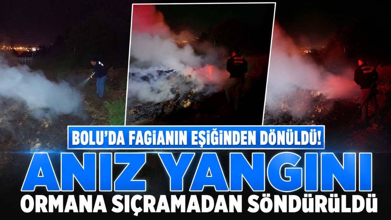 BOLU'DA FACİANIN EŞİĞİNDEN DÖNÜLDÜ! ANIZ YANGINI ORMANA SIÇRAMADAN SÖNDÜRÜLDÜ