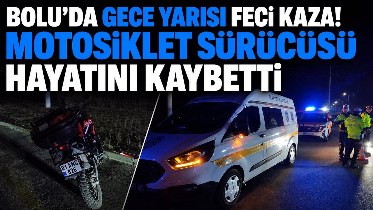 BOLU’DA GECE YARISI FECİ KAZA! MOTOSİKLET SÜRÜCÜSÜ HAYATINI KAYBETTİ