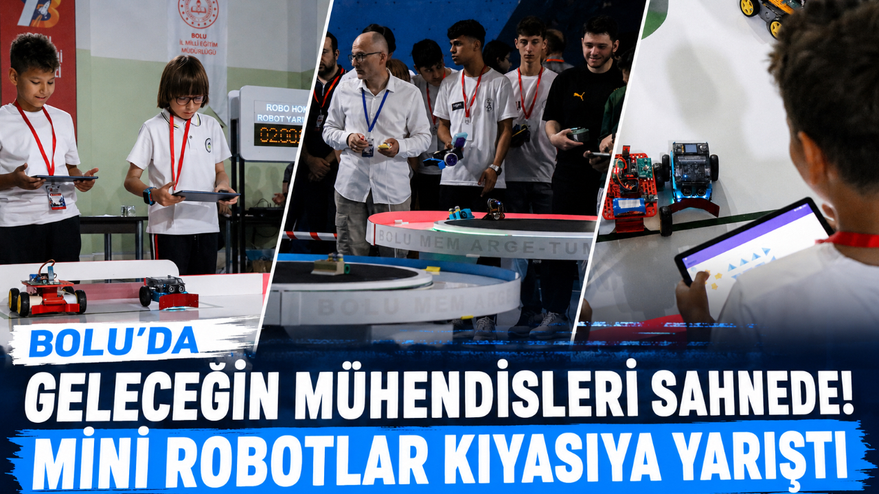 BOLU'DA GELECEĞİN MÜHENDİSLERİ SAHNEDE! MİNİ ROBOTLAR KIYASIYA YARIŞTI