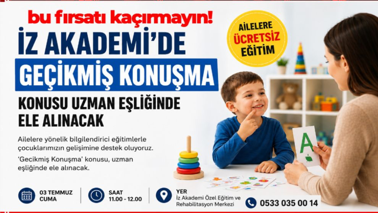 BU FIRSATI KAÇIRMAYIN. İZ AKADEMİ'DEN AİLELERE YÖNELİK ÜCRETSİZ EĞİTİM. KONU İSE MÜHİM