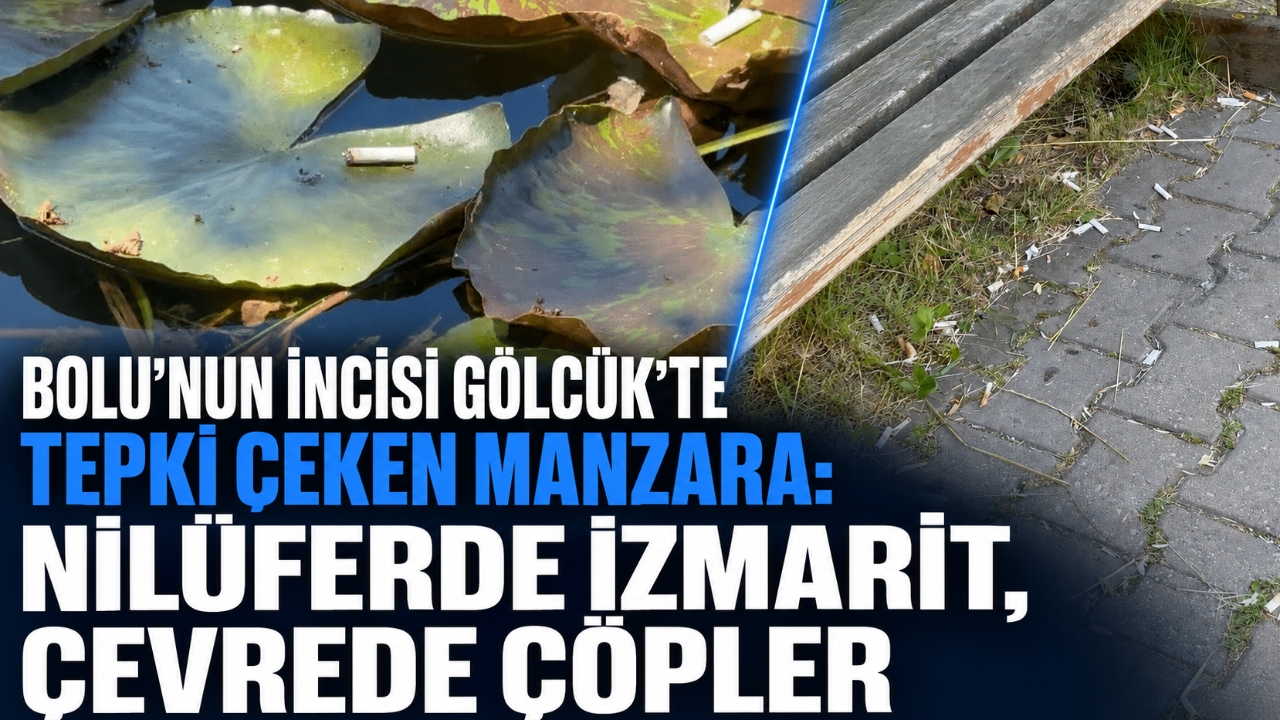 BOLU'NUN İNCİSİ GÖLCÜK'TE TEPKİ ÇEKEN MANZARA: NİLÜFERDE İZMARİT, ÇEVREDE ÇÖPLER