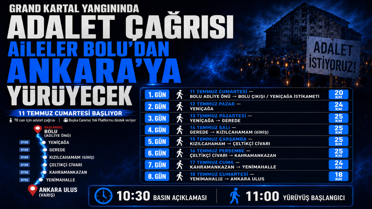 GRAND KARTAL YANGININDA ADALET ÇAĞRISI: AİLELER BOLU'DAN ANKARA'YA YÜRÜYECEK