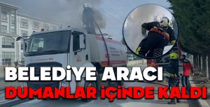BOLU'DA BELEDİYE ARACI DUMANLAR İÇİNDE KALDI...