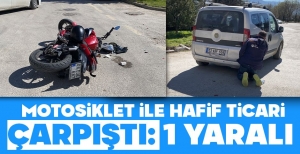 BOLU'DA HAFİF TİCARİ ARAÇLA MOTOSİKLET ÇARPIŞTI... 1 YARALI