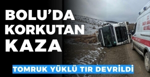 BOLU'DA KORKUTAN KAZA... SÜRÜCÜ ARAÇ İÇERİSİNDE SIKIŞTI...