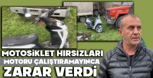 BOLU'DA MOTOSİKLET HIRSIZLARI MOTORU ÇALIŞTIRAMAYINCA ZARAR VERDİ