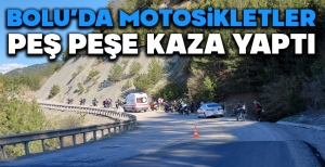 BOLU'DA MOTOSİKLETLER PEŞ PEŞE KAZA YAPTI... 2 YARALI...