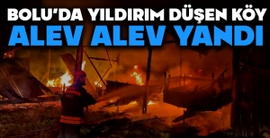 BOLU'DA YILDIRIM DÜŞEN KÖY ALEV ALEV YANDI...