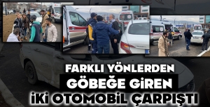 FARKLI YÖNLERDEN GÖBEĞE GİREN İKİ OTOMOBİL ÇARPIŞTI