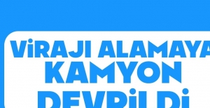 VİRAJI ALAMAYAN BİR KAMYON DEVRİLDİ: TAVUKLAR TELEF OLDU